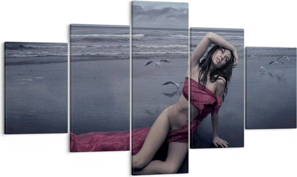 Bild auf Leinwand - Leinwandbild - Modell Möwe Vogel Natur - 125x70cm - Wand Bild - Wanddeko - Leinwanddruck - Bilder - Kunstdruck - Wanddekoratio...