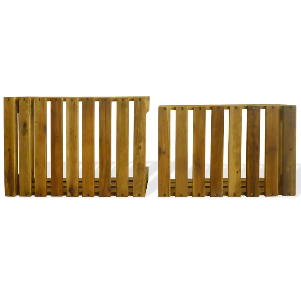Caisses en Bois d'Acacia vidaXL : Solution de Rangement Stable et Solide - 4