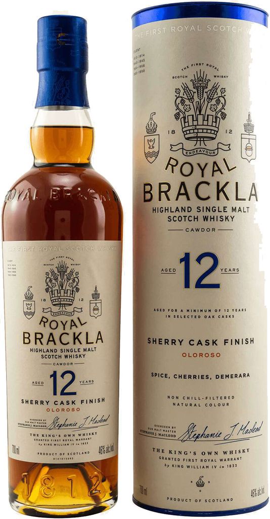 Royal Brackla 12 Oloroso Sherry Cask + Box 700ml 46% Vol.