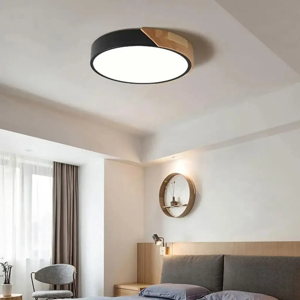 Plafonnier LED moderne rond noir 43W dimmable avec télécommande et design - 5
