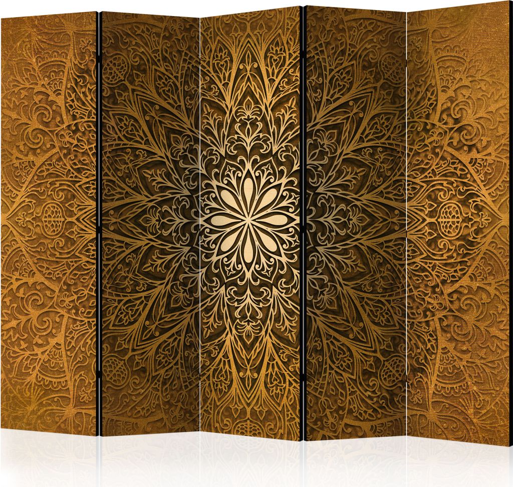 5-teiliger Einseitiger Vlies Paravent - Sacred Circle II 225x172 cm Orient f-A-0491-z-c