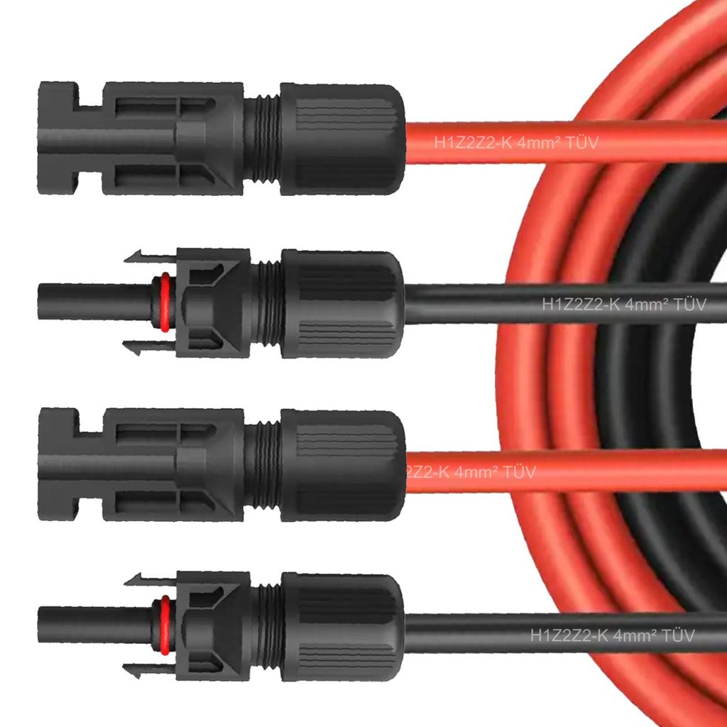 Solar Verlängerungskabel Solarkabel Stecker 1500V f. Solarmodule 4mm² 6mm² KabelSteuersatz:19%;Solarkabel Länge:2x 1M 6mm²