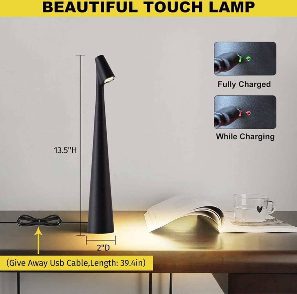 LED-Tischlampe kabellos dimmbar mit Touch Control, Produktbild 5