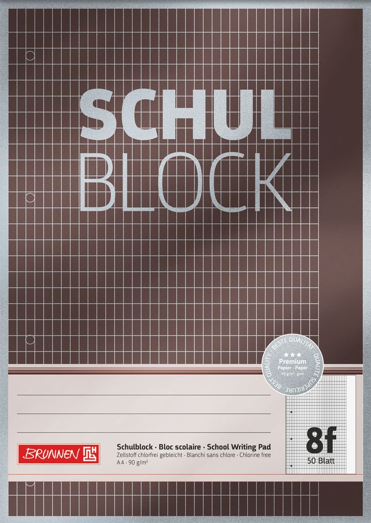 BRUNNEN Collegeblock Lineatur 8f rautiert DIN A4 rechts Produktbild 