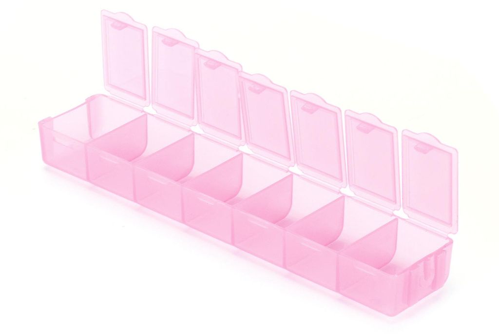 Unterteilbare Aufbewahrungsbox mit 7 Fächern für Aquarellpaletten, Schmuck, Reise- und Umverpackung, Kunststoffbehälter, Rosa