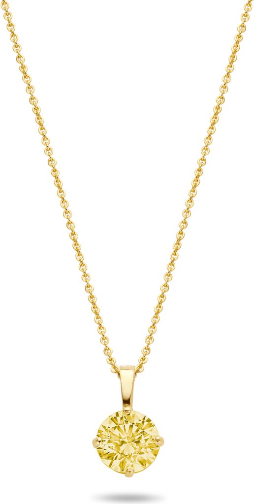 New Bling 9NBG-0593 Goldkette mit Zirkonia-Anhänger Gelb - 4mm - Ankerglied - 39+3+3cm - 0.8mm Dicke - 14 Karat - Gold