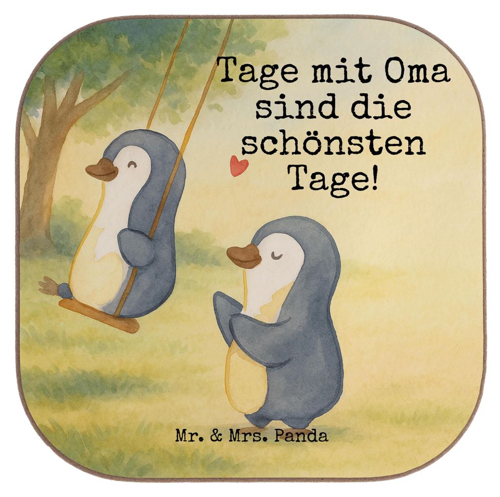 Mr. & Mrs. Panda Tassenuntersetzer Pinguin Oma schaukeln Design - Weiß - Geschenk, Untersetzer für Gläser, Muttertag, Tischuntersetzer, Omi, Tas...