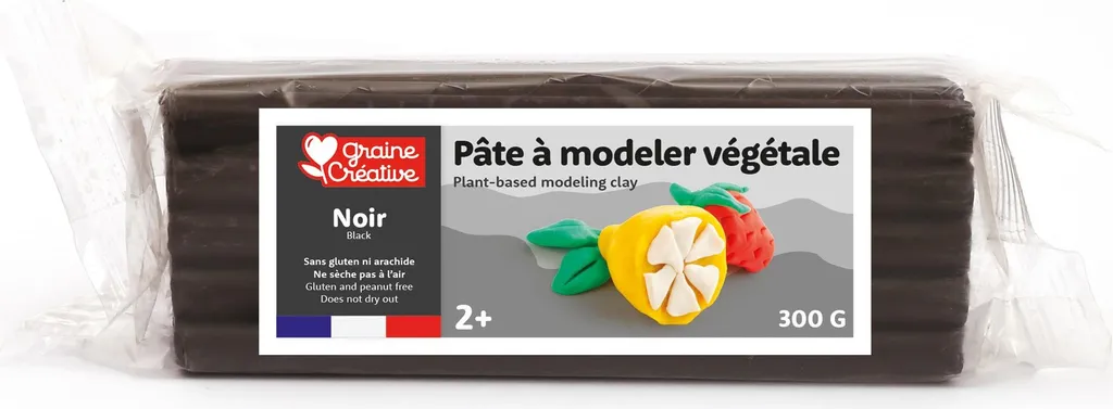 Pâte à modeler végétale noire bio 500g pour des modelages précis