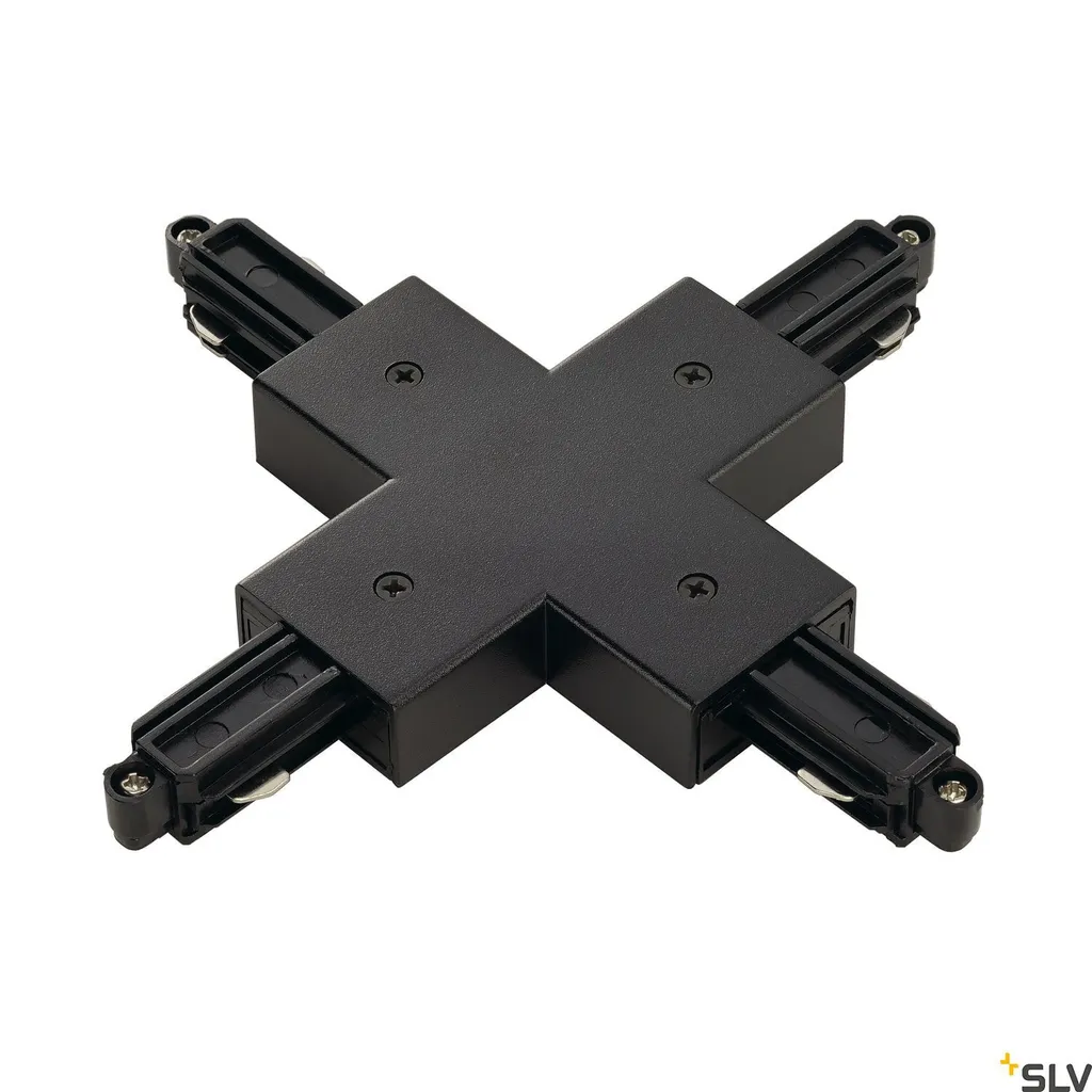 Connettore a Croce Nero Binario Monofase HV | Montaggio Soffitto X
