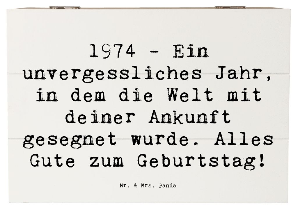Mr. & Mrs. Panda Box Spruch 1974 Geburtstag 22 x 15 cm - Weiß - Geschenk, Geschenkideen, feiern, Geburtstagsgeschenk, Geschenkbox, Geburtsjahr, Tr...