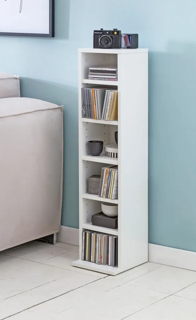 Meuble d'angle compact en bois avec 6 compartiments de rangement blancs