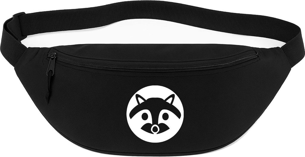 Huuraa Bauchtasche Waschbär Kopf Silhouette 2,5 Liter Black Polyester Crossbody Bag Geschenkidee