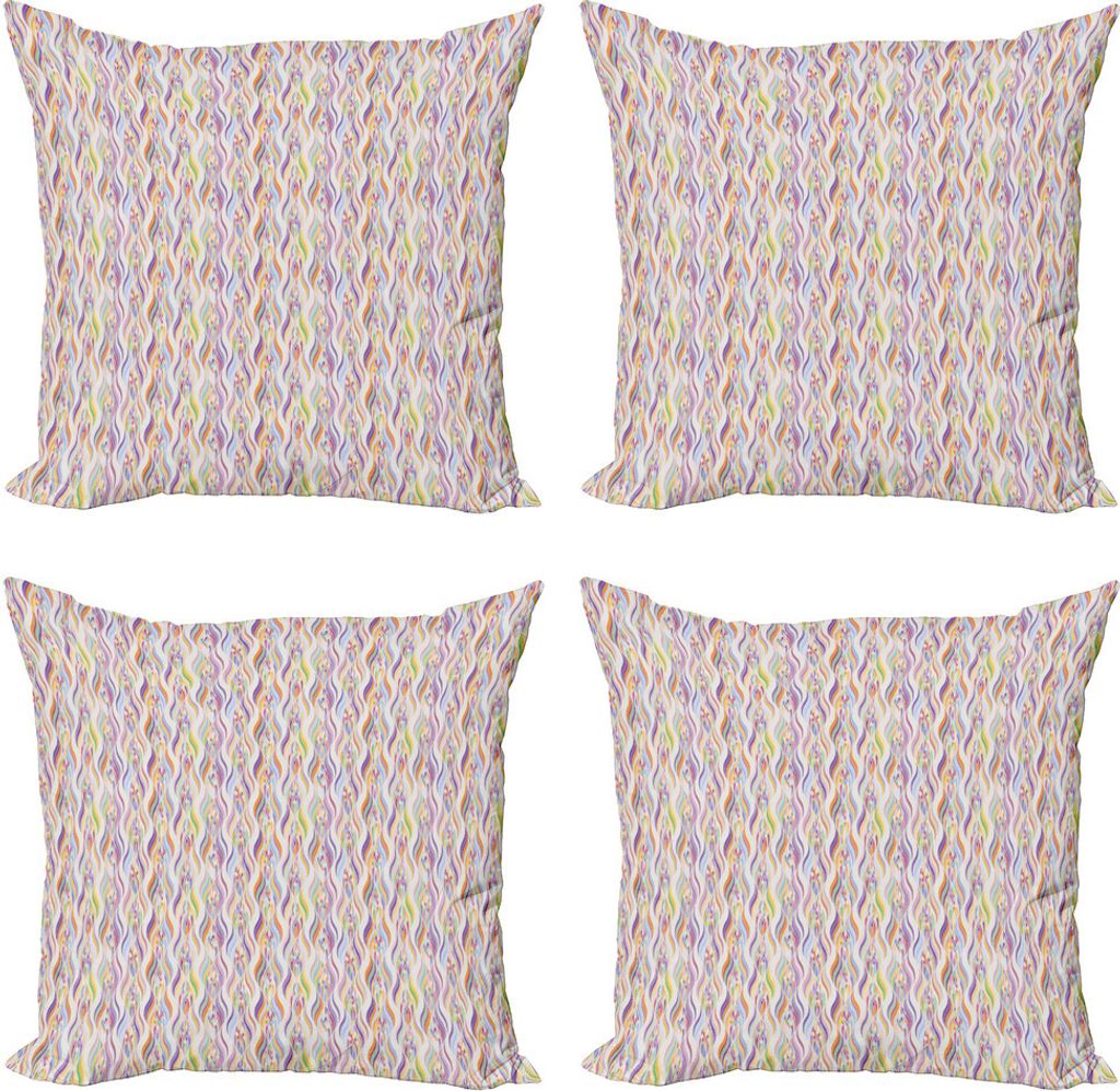 ABAKUHAUS Abstrakt Kissenbezug Set (4 Stück), Regenbogen-Ton Illustration, Moderner Doppelseitiger Digitaldruck, 45 cm x 45 cm, Mehrfarbig
