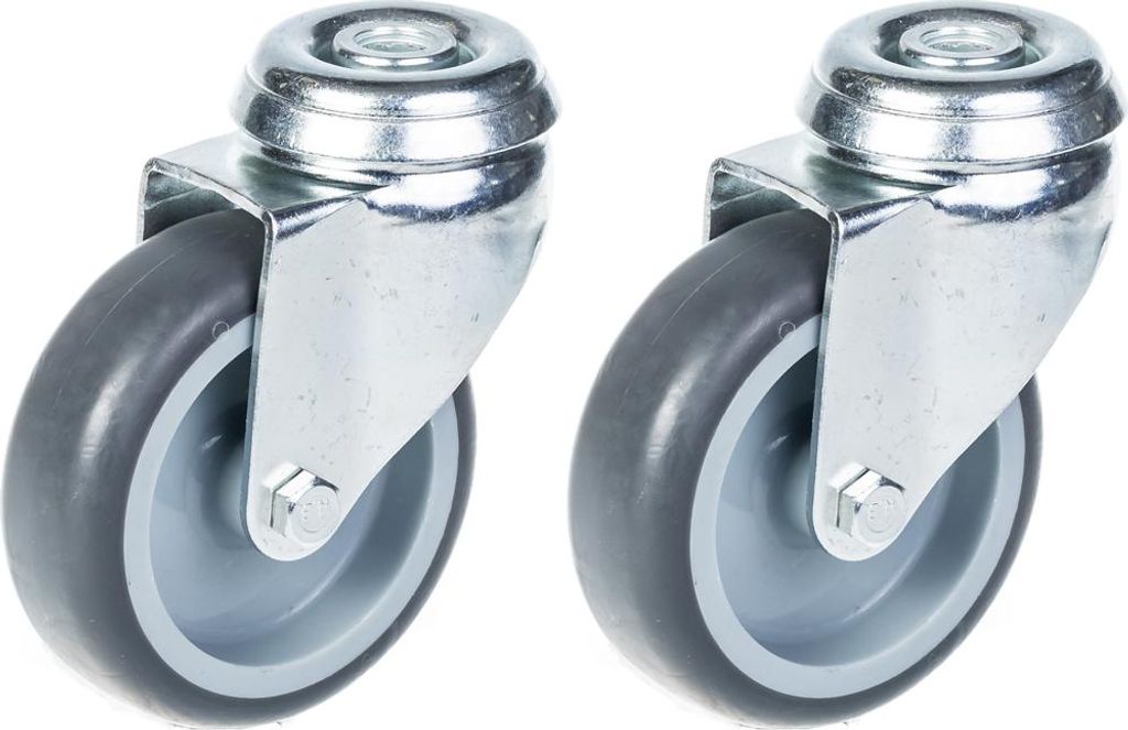 75mm 3" Rolle, grau gummibereift, schwenkbar, 120kg Tragkraft, 2er Set