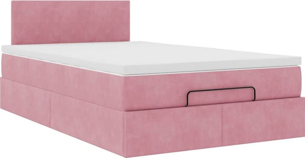 Ottoman-Bett mit Matratze Rosa 120x190 cm Samt