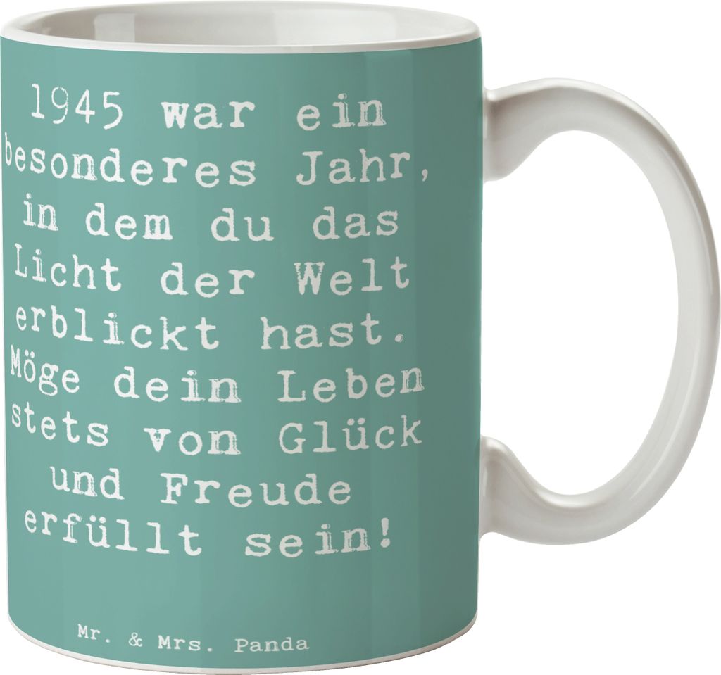 Mr. & Mrs. Panda Keramiktasse Spruch 1945 Geburtstag - Meeresbrise - Geschenk, Kaffeetasse, unvergessliche Momente, besondere Geburtstagsgeschenke,...