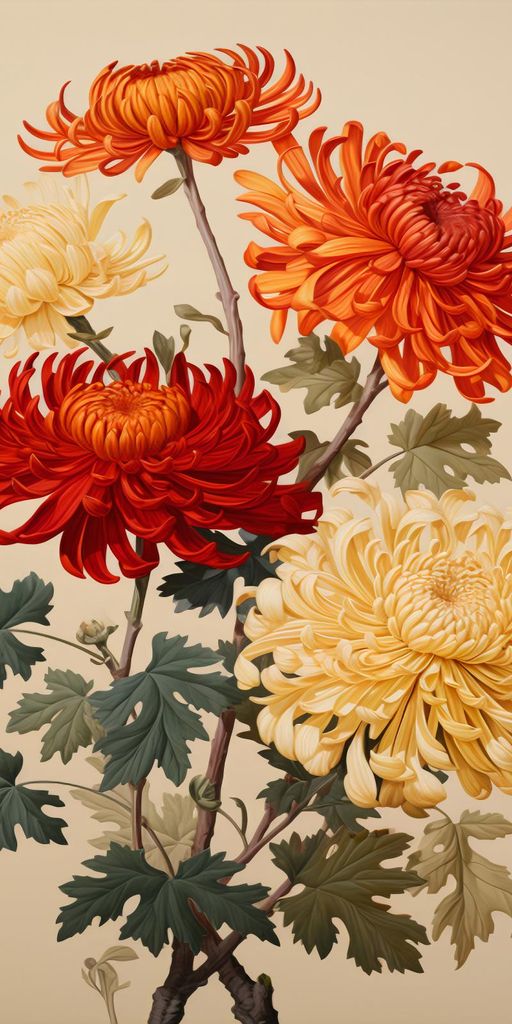 Plakat 50x100cm Tanzende Chrysanthemen