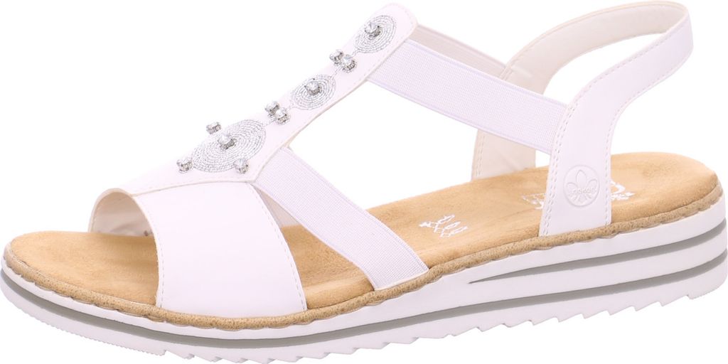 Rieker V0687 Damen Sandalen Keilabsatz Sandaletten, Größe:40 EU, Farbe:Weiß