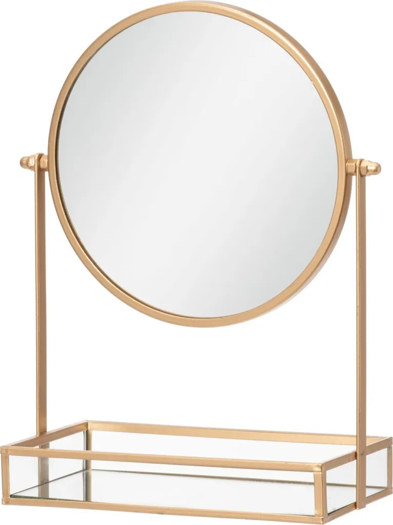 Miroir cosmétique GEMMY avec plateau de rangement Ø 20 cm - Design épuré
