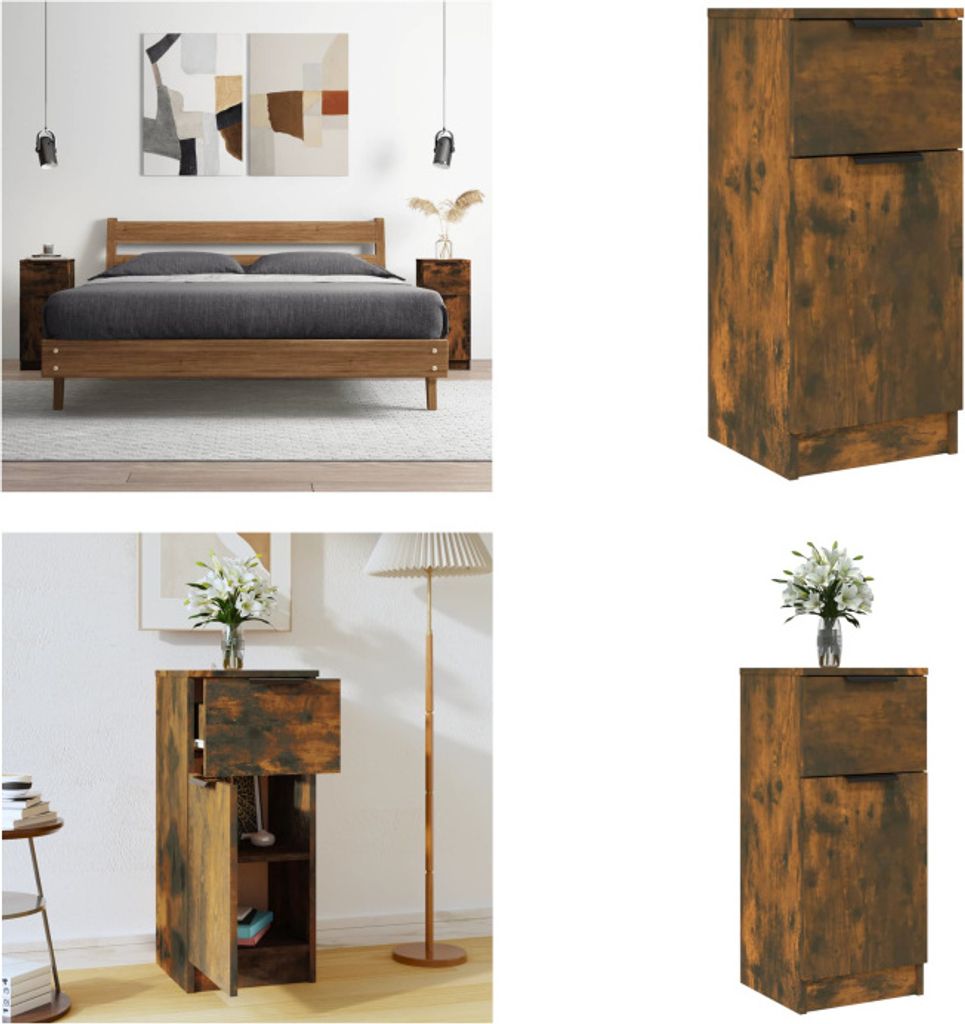 vidaXL Sideboard Räuchereiche 30x30x70 cm Holzwerkstoff - Sideboard - Sideboards - Schrank - Anrichte