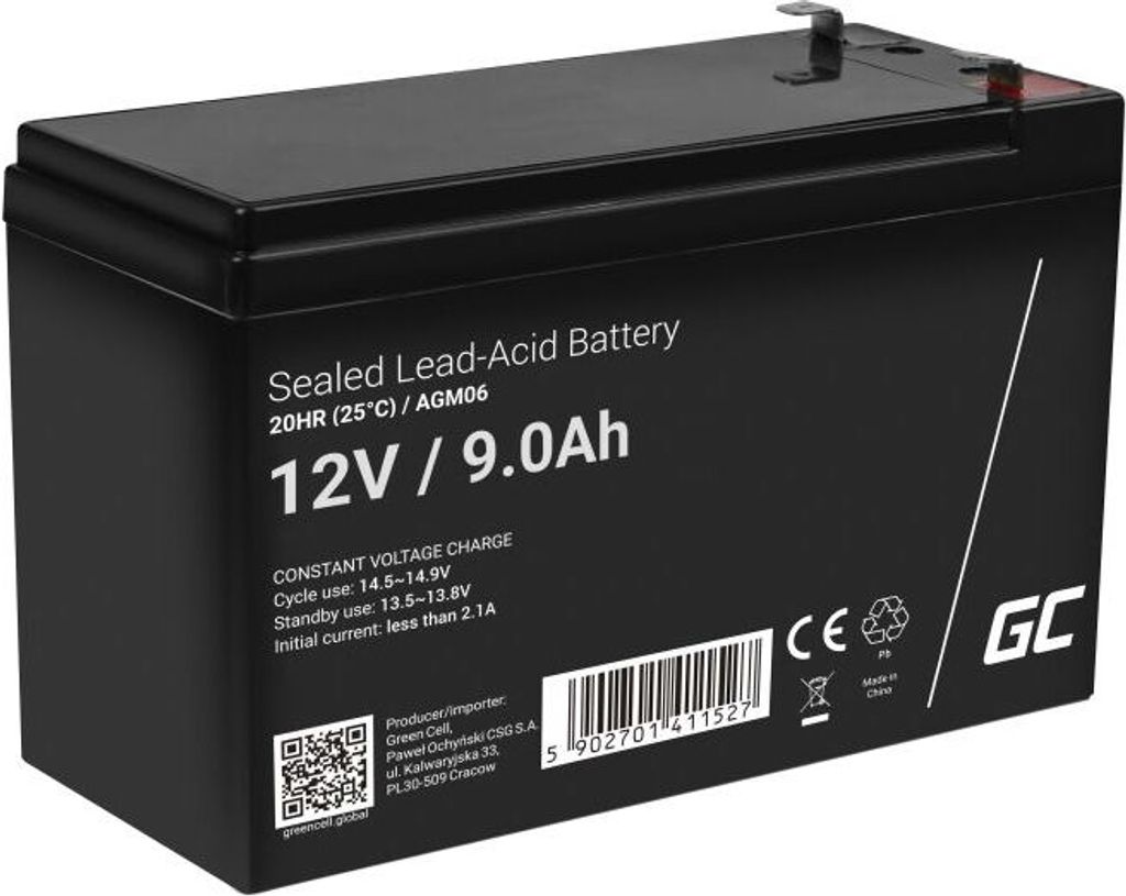 Batterie Green Cell AGM VRLA 12V 9Ah sans entretien pour Image du produit 