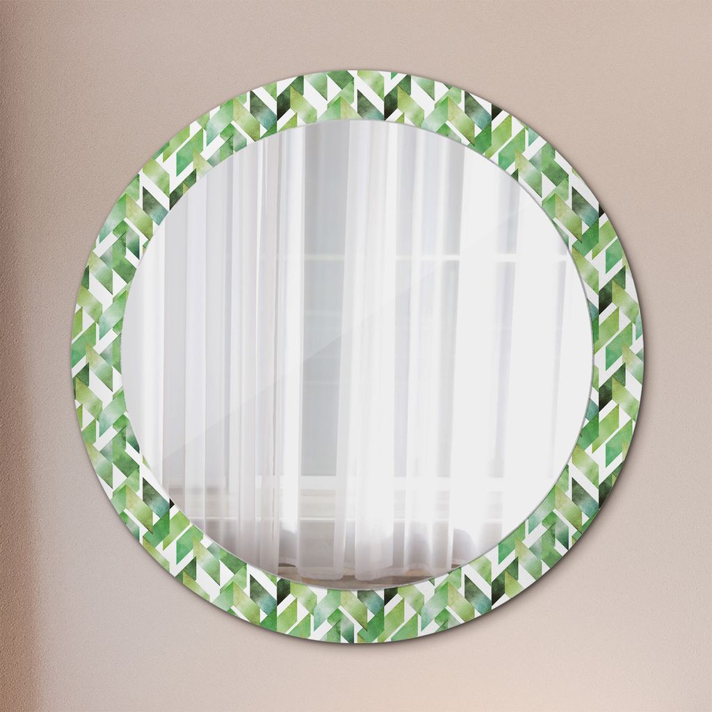 Spiegel - Mirror zum Wandspiegel Schlafzimmer – Schminkspiegel- Fischgrätenmuster- Ø80cm