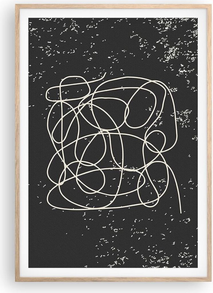 Gerahmtes Poster - Rahmen in heller Eiche - Modern Linie Schwarz - 70x100 cm - Wand Bild - Wanddeko - Wandbilder - Kunstposter - Wandposter - Bilde...