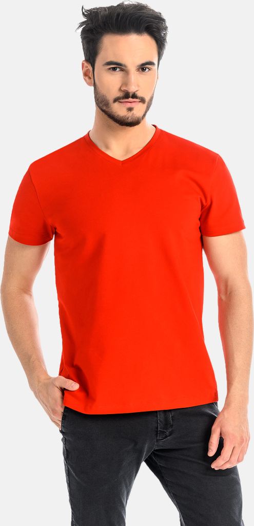 Teyli Klassisches Herren-T-Shirt aus Baumwolle Dany Male 1503 rot M