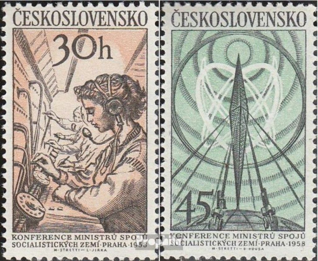 Briefmarken Tschechoslowakei 1958 Mi 1083-1084 (kompl.Ausg.) postfrisch Postminister