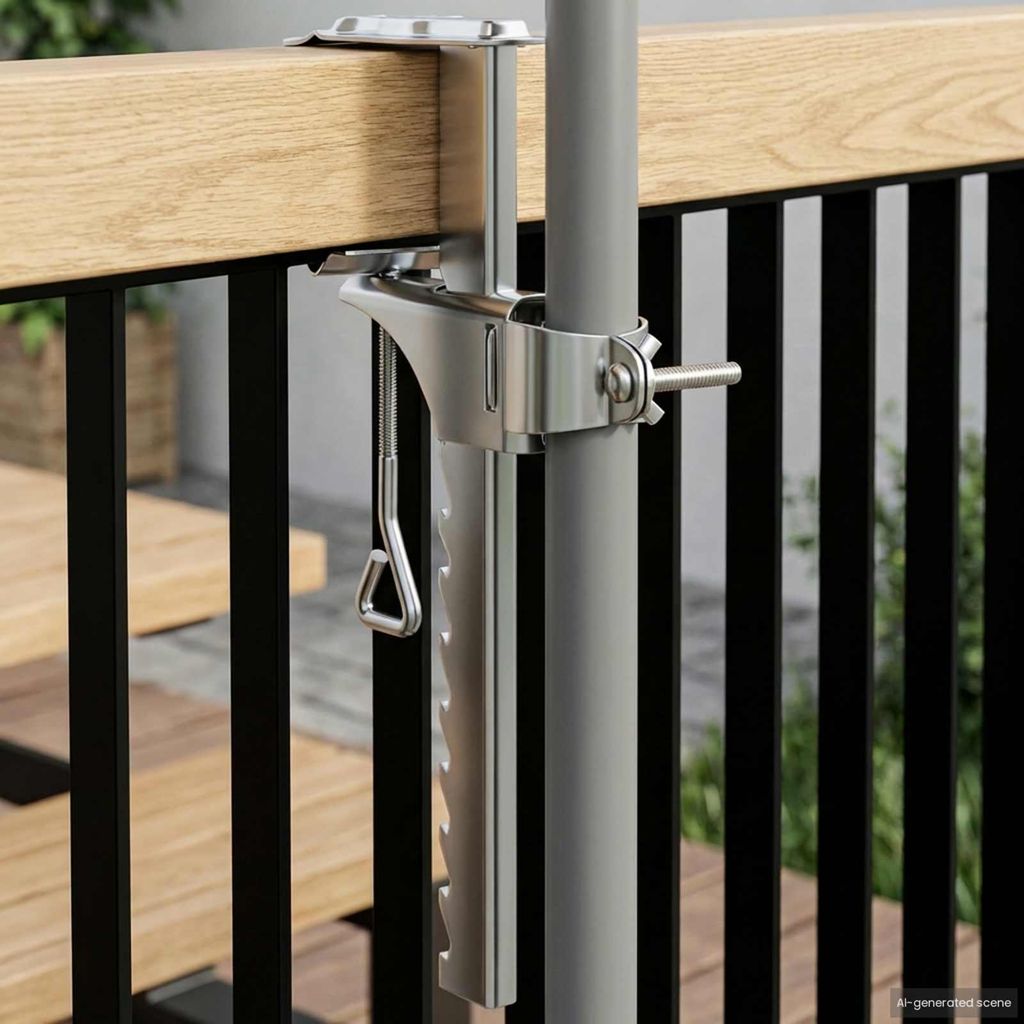 Möbel Sonnenschirmständer Silber Stahl - Produktbild 