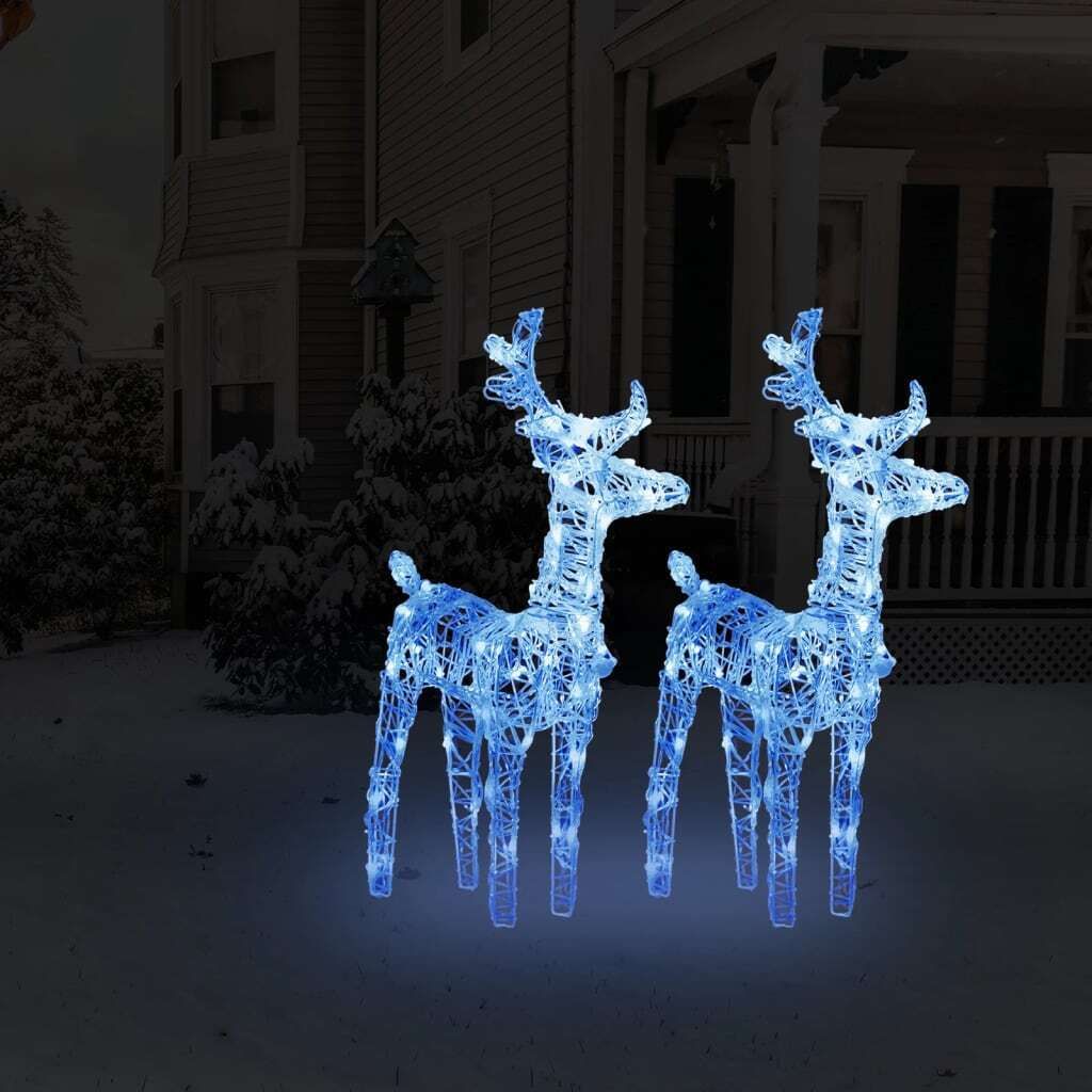 "2026 Promotion" LED-Rentiere 2 Stk. Blau 80 LEDs Acryl - Weihnachtsgirlanden CC20564