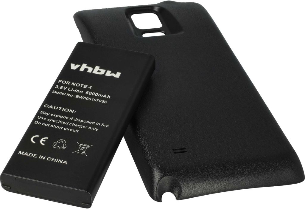 vhbw Akku kompatibel mit Samsung Galaxy SM-N9100, Note 4 (China Model) Handy Smartphone Telefon (6000 mAh, 3,85 V, Li-Ion) + Gehäuserückdeckel sc...