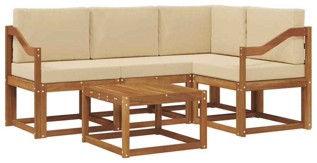 vidaXL Outdoor-Sofagarnitur mit Kissen 5 pcs Natur und Beige