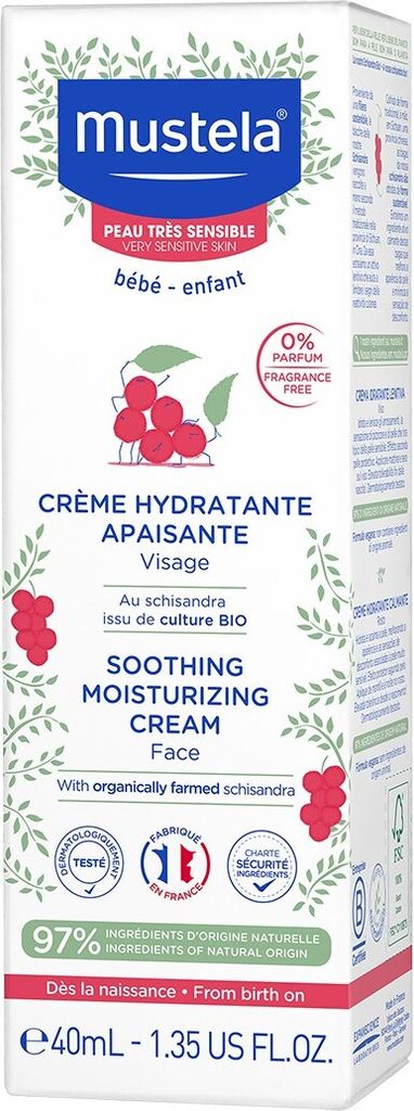 Mustela Bébé Crema viso idratante lenitiva 40 ml Immagine del prodotto 