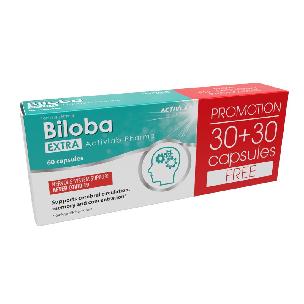 Activlab Pharma Biloba EXTRA 60 Kapseln – Ginkgo Biloba, Magnesium und Vitamine B für Gedächtnis und Konzentration