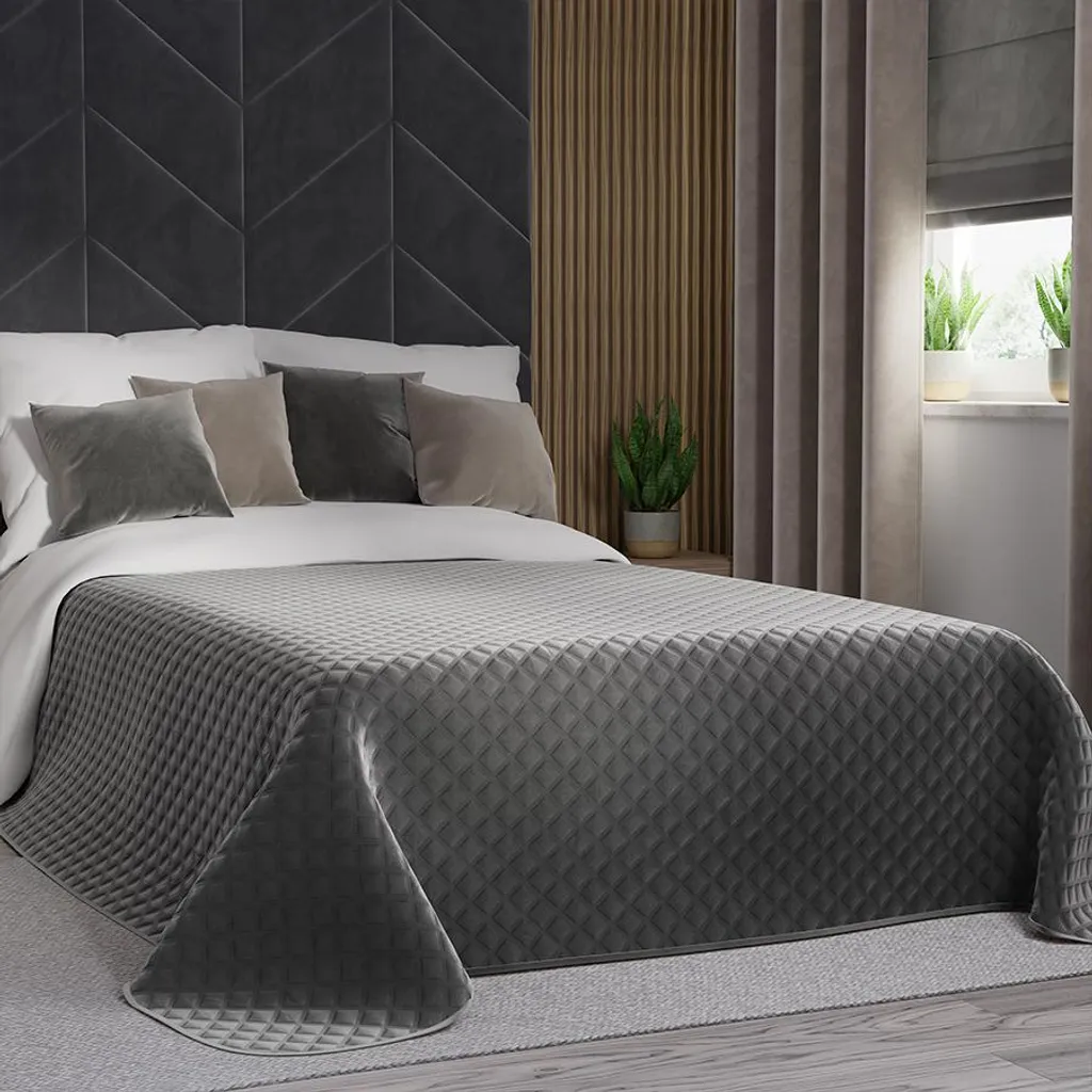 Copriletto VELVI 006 Antracite 220x240 cm - Velluto Mybesthome Luxury