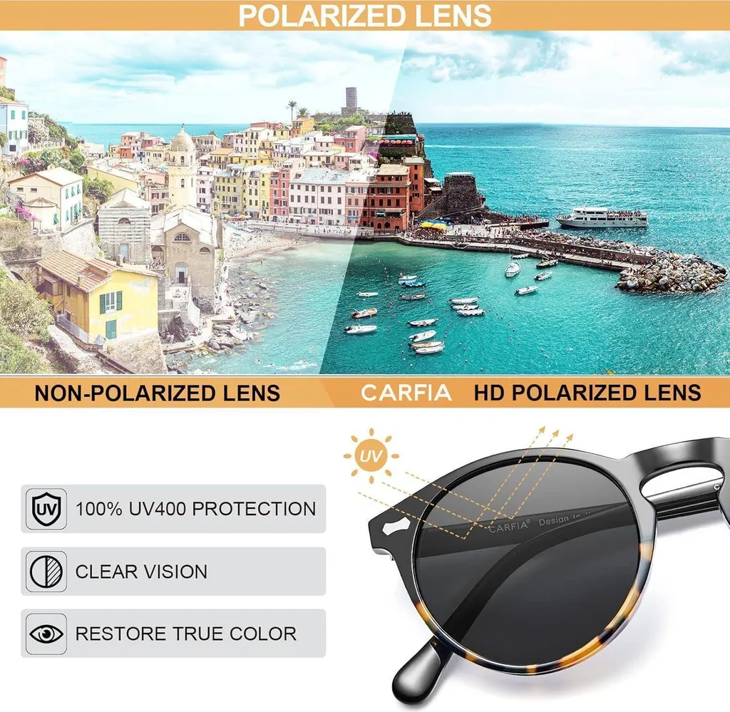 Carfia Polarizzati Uomo - Occhiali da Sole in Acetato per Outdoor - 3