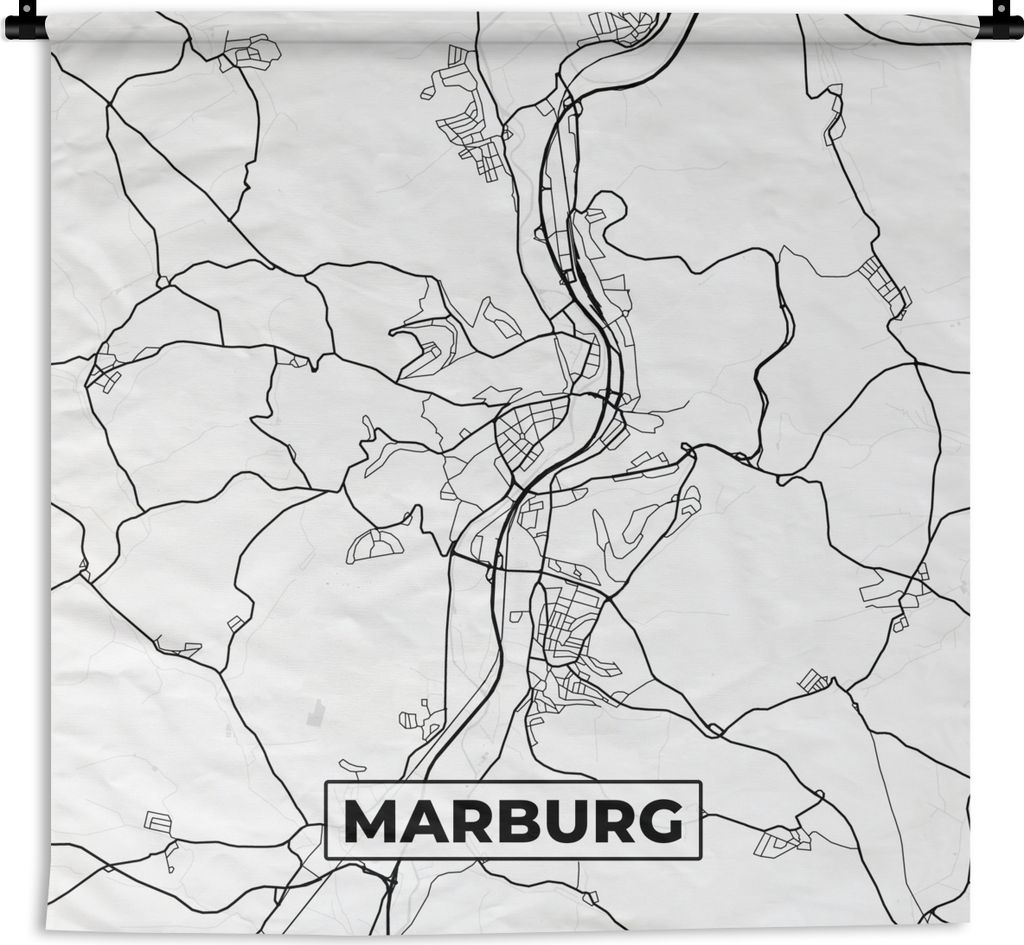 MuchoWow Wandteppich Wandbehang Karte - Marburg - Stadtplan 150x150 cm Tapisserie Dekoration Wandtuch - Wohnaccessoires - Modernes