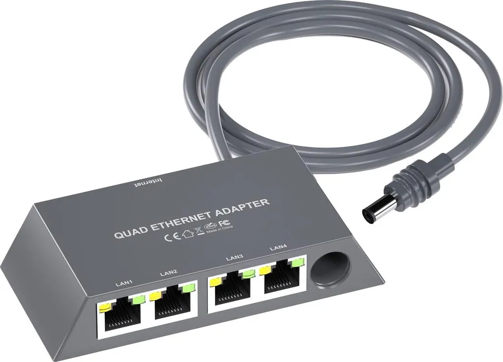 Adaptateur Ethernet Satellite Anti-Latence avec 4 Ports Gbit Haut Débit