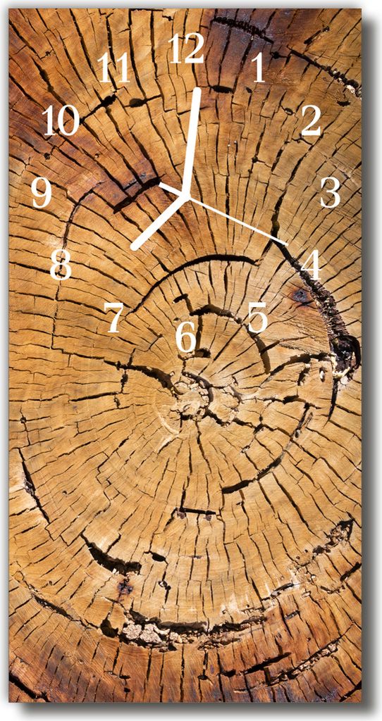 Tulup Glasuhr Wanduhr Küchenuhr Echt-Glas 30x60 Holzmaserung Braun