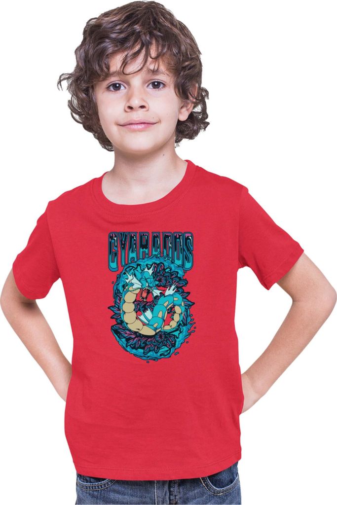 Kinder T-Shirt Japan Anime Manga Pokemon Gyarados, 9-11 Jahr - 140 / Rot