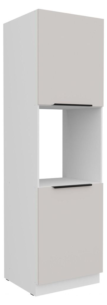 Küchen Hochschrank 60 cm COMO Kaschmir beige matt + Weiß matt Küchenzeile Küchenblock Küche Einbauküche