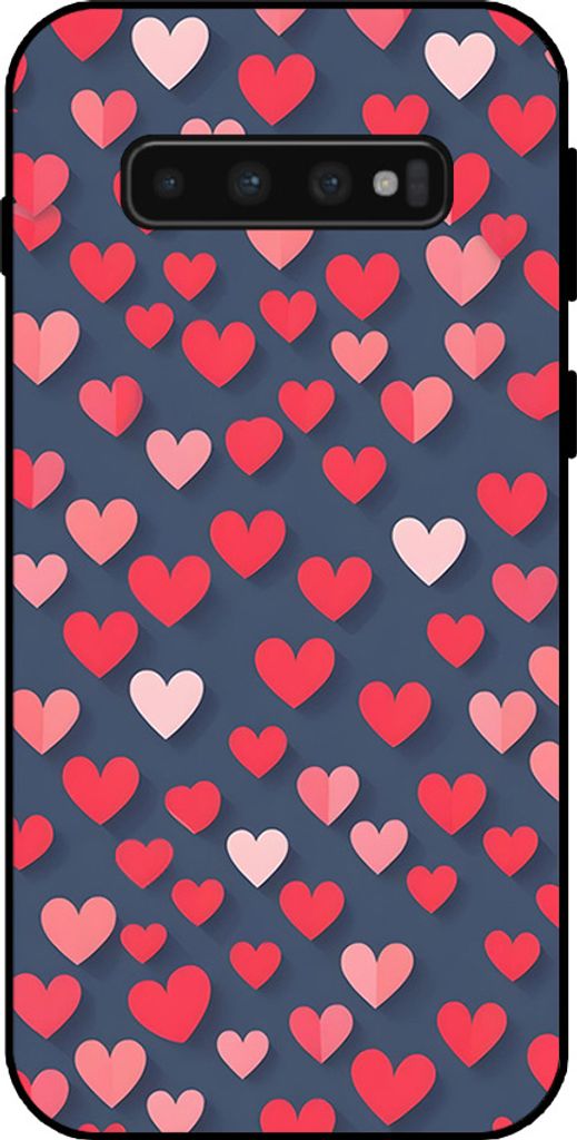 Smartphonica Telefon Fall fit für Samsung Galaxy S10 Plus mit rosa und roten Herzen Impressum - TPU Backcover Fall mit rosa und roten Herz-Design