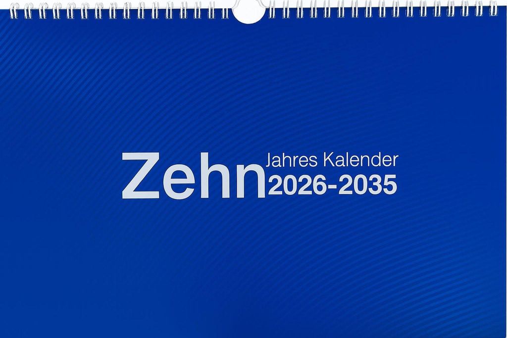 2026 Adina Zehnjahres-Kalender A4 blau Querformat mit Spiralbindung