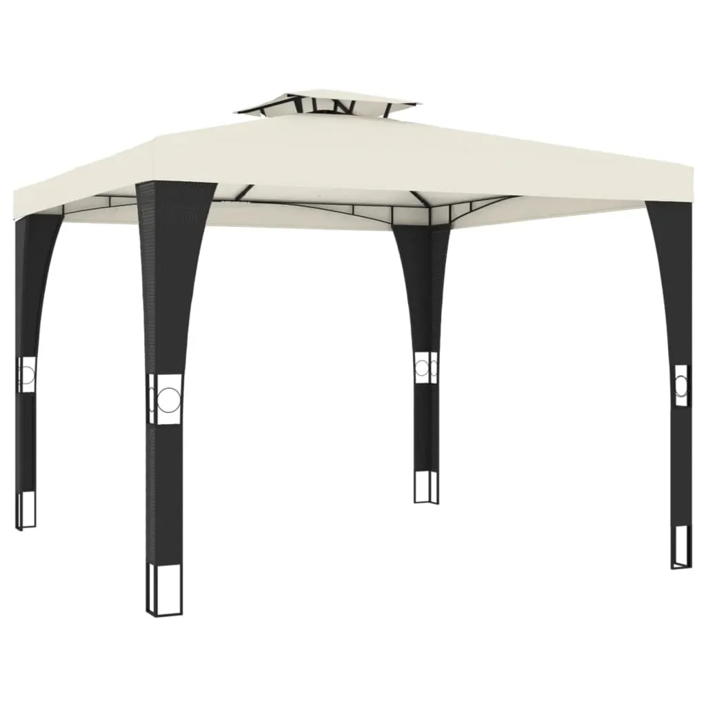 Tonnelle de jardin double toit en acier crème 3x3m vidaXL Chic