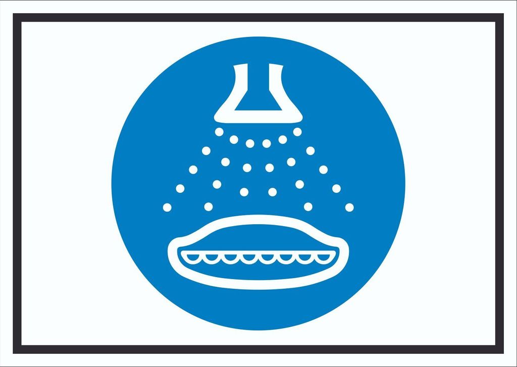 Wassersprühanlage einschalten beim Aussetzvorgang Symbol Schild A0 (841x1189mm)