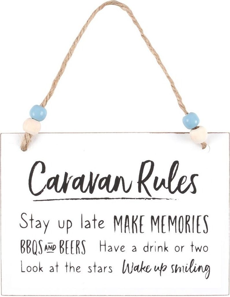 Something Different - Hängeschild "Caravan Rules" SD4980 (Einheitsgröße) (Weiß/Schwarz/Braun)