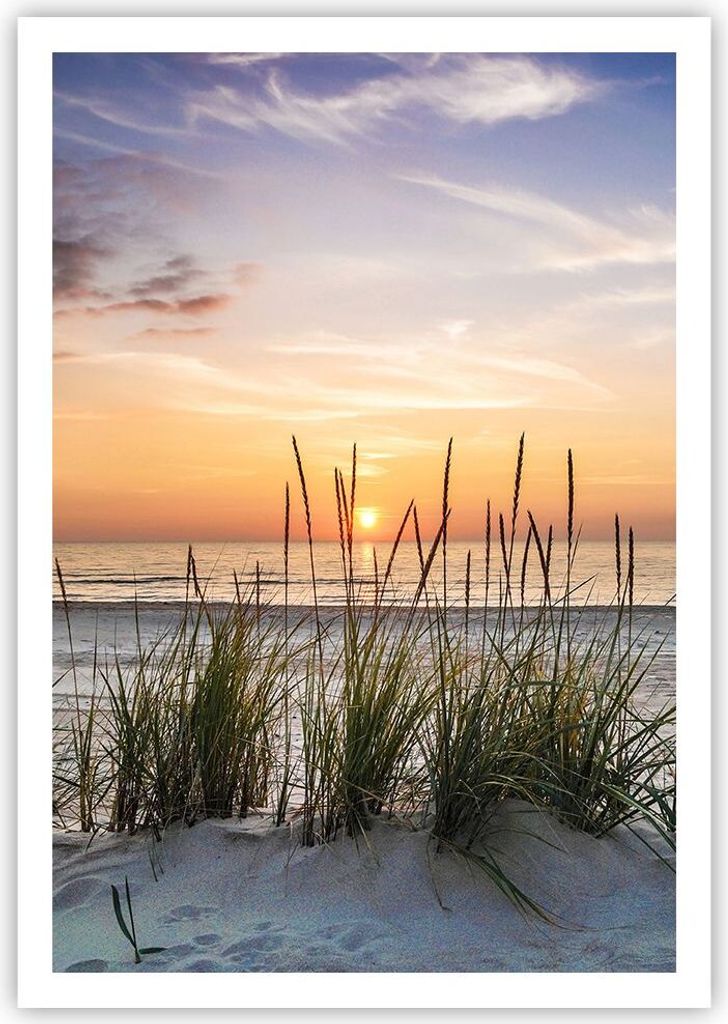 Poster - Poster ohne Rahmen - Westen Sonne Strand - 70x100 cm - Wand Bild - Wanddeko - Wandbilder - Kunstposter - Wandposter - Bilder - Kunstdruck ...