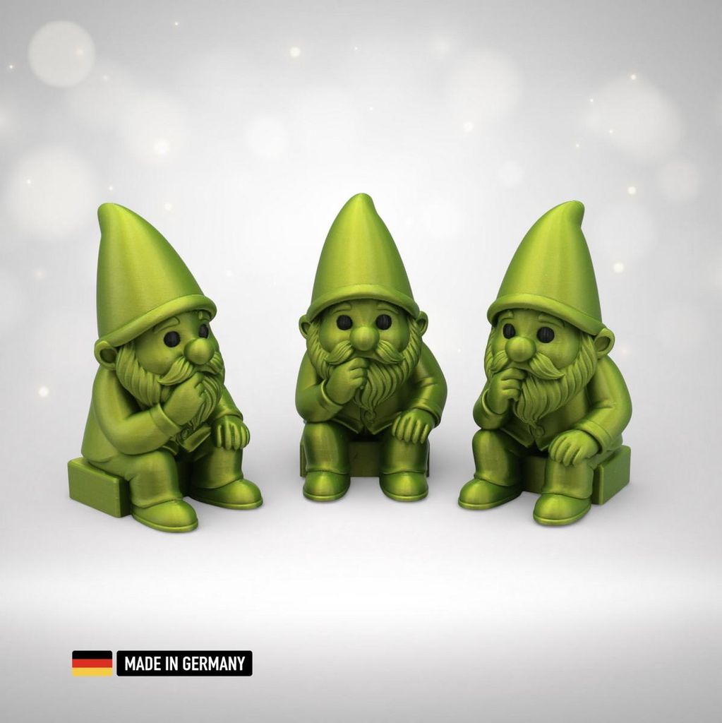 Grübelzwerg Nachdenklicher Gartenzwerg Gnom – moderne Figur im Metallic-Design