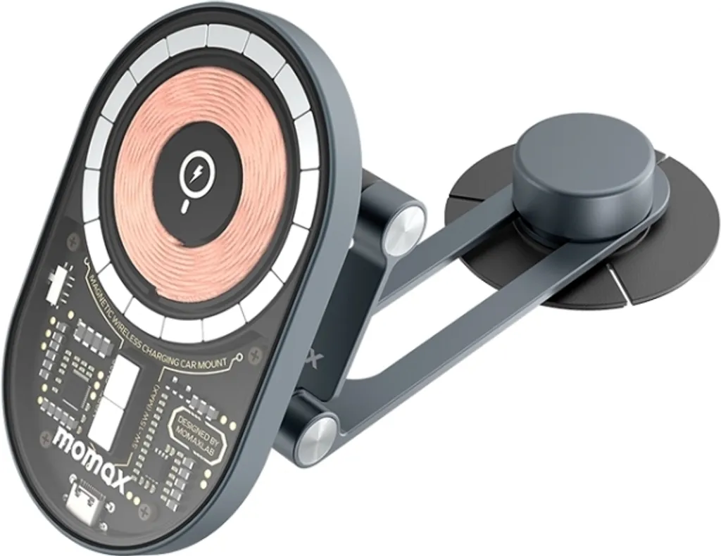 MOMAX CM20GSE Q.MAG MOUNT3X 15W Trasparente Magnetico Wireless a Ricarica Rapida per auto